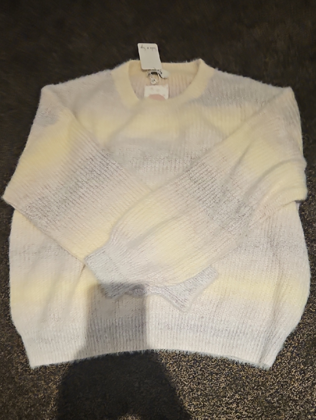 Sadie & Sage Women's Cream & Pale Yellow Crewneck Sweater - Lightweight Knit